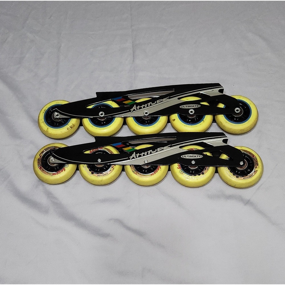 Vintage Ultimate Attitude Inline Speed Skate Frames Kryptonics 80mm Wheels Black